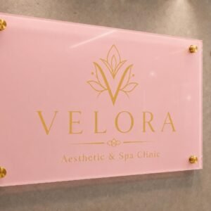 Illustrative example 1 of a custom 6mm acrylic business logo sign.