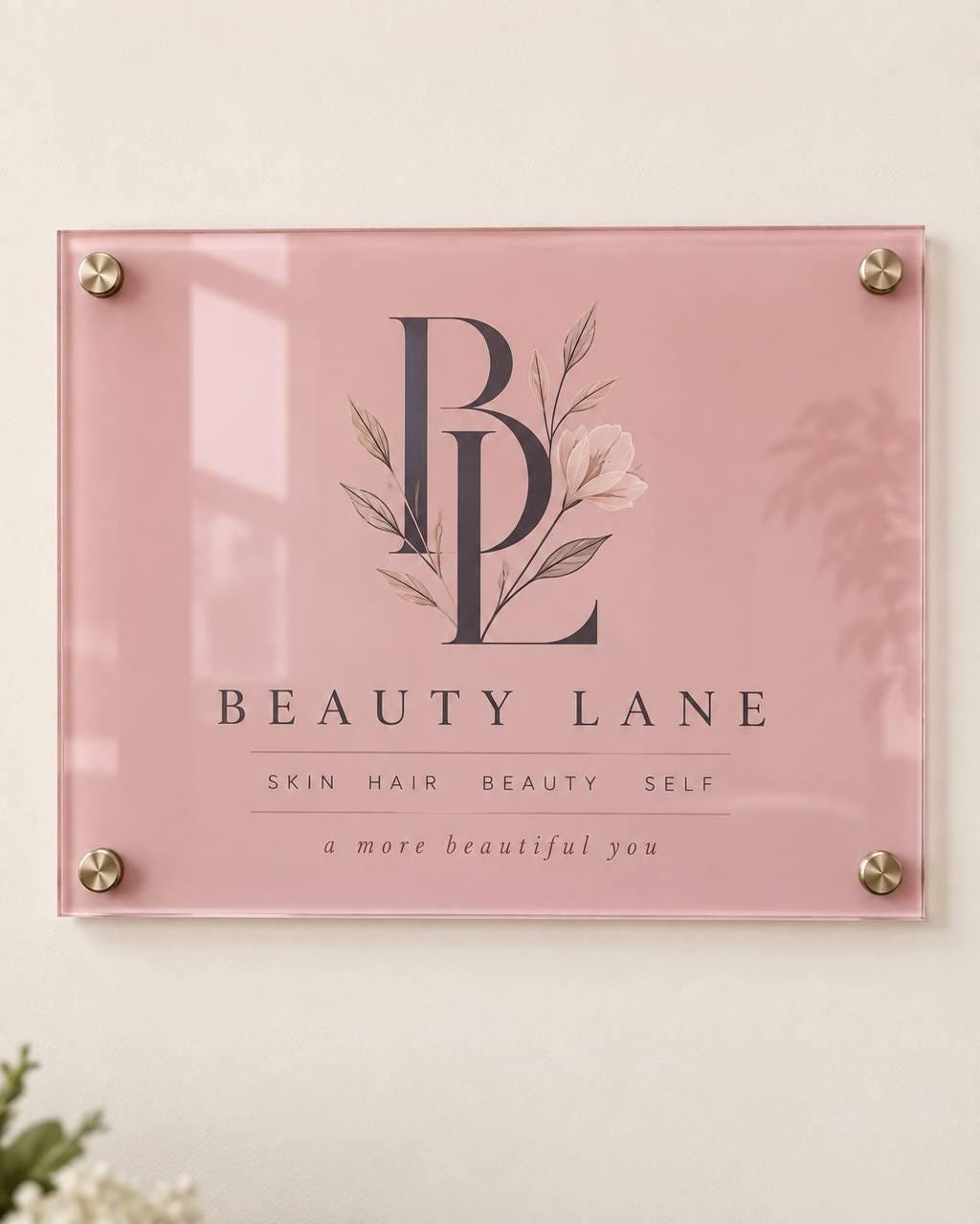 Illustrative example 2 of a custom acrylic business logo sign.
