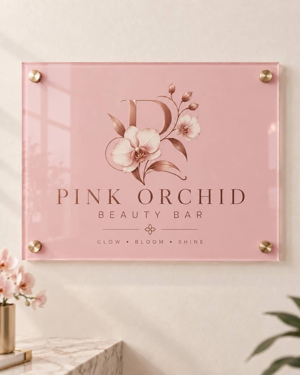 Illustrative example 5 of a custom acrylic business logo sign.