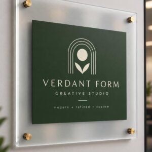 Illustrative example 1 of a custom 3mm acrylic logo plaque.
