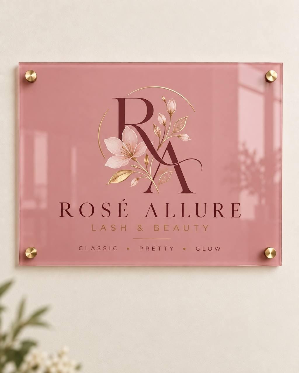 Illustrative example 1 of a custom acrylic business logo sign.