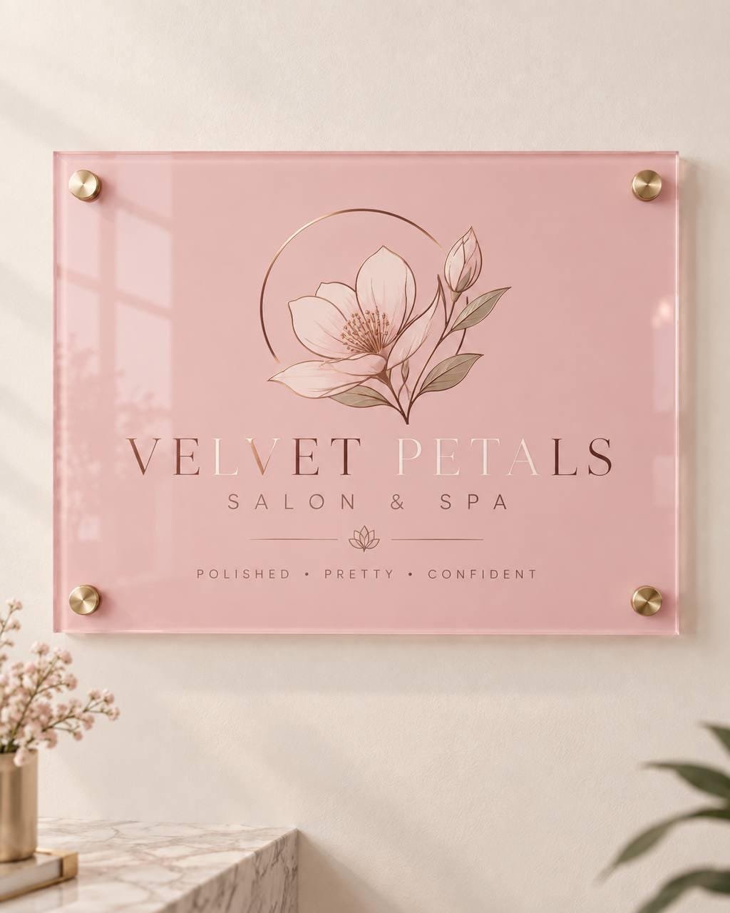 Illustrative example 4 of a custom acrylic business logo sign.