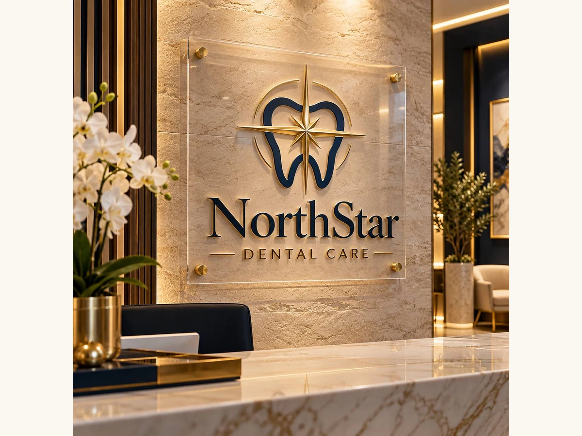NorthStar acrylic business sign with corner standoffs